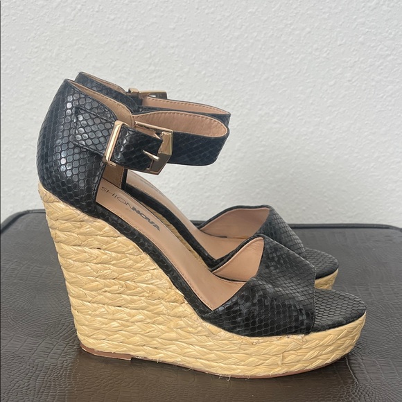 Fashion Nova Shoes - Fashion Nova Black Wedge Sandals